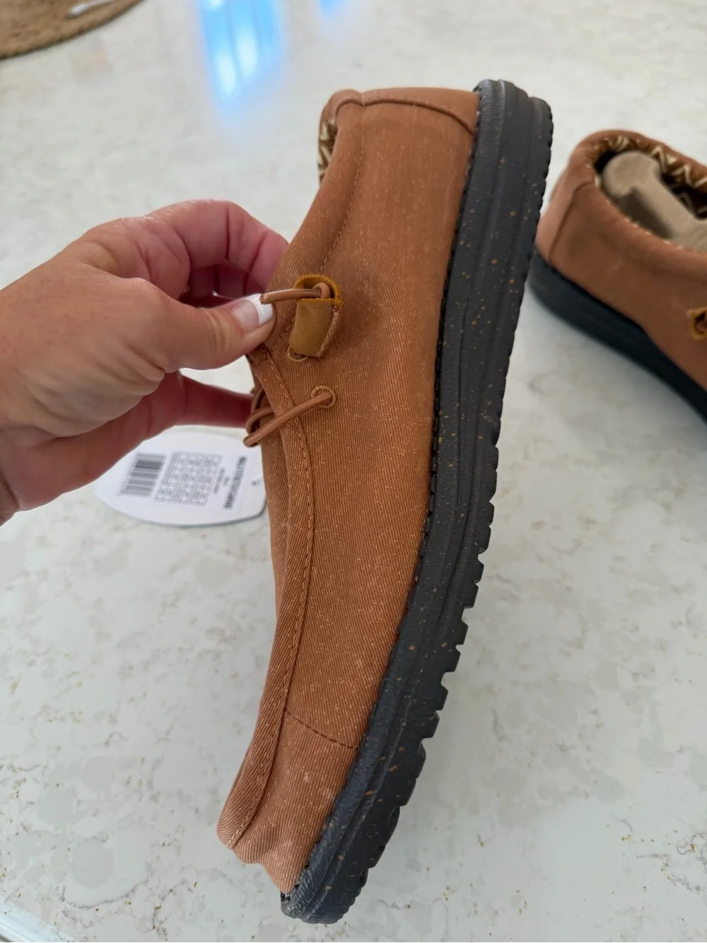 Hey Dude Men’s Rust Brown Canvas Slip-On Loafers size 13 new